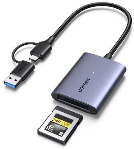 UGREEN CFexpress Type B Card Reader 10Gbps, USB-C/USB-A 2-in-1 CFexpress Adapter Compatible with Windows/Mac/Linux