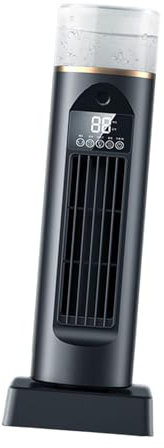 Ventilateur tour de bureau avec humidificateur, large sortie d'air, ventilateur de table puissant sans pales pour le bureau, le sommeil - Noir