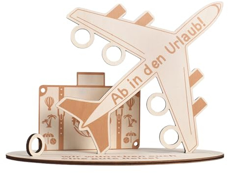 Riempi Soldi Regali di Compleanno in Legno,Regalo di denaro per aeroplano in originale tema aviazione in legno,Spruchreif Regalo in denaro per il viaggio per Colleghi, Amici, Familiari (Burlywood1)
