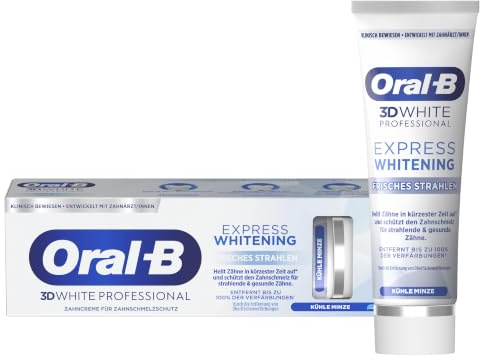 Oral-B 3D White Professional Zahnpasta, Express Whitening, 1x 75ml | Zahncreme/Toothpaste für Zahnaufhellung in Kürzester Zeit, Made in Germany, Frisches Strahlen