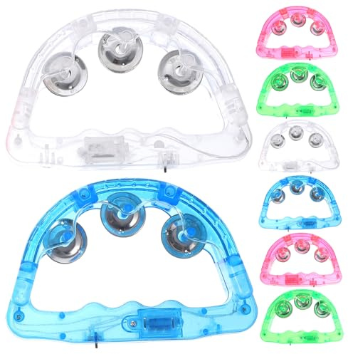 FUNOMOCYA 8stücke Blinkende Handglocke mit Leuchtenden Tamburine für Interessantes Musikinstrument Lustige Party-requisiten für Geburtstage und Feste Zufällige Farbe