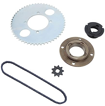 KIMISS Set Catena per Pignone 9T 54T Kit Pignone per Catena T8F di Trasmissione in Acciaio da 116 Maglie con Set per Ruota Libera Senza Denti + Connettori per