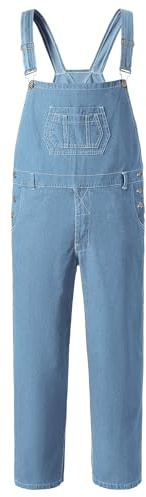 YOUTHUP Men's Blue Denim Dungarees Casual Fashion Straight Jeans Multiple Pockets Overalls Work Wear Dungaree