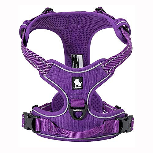 TrueLove Dog Harness TLH5651 No-pull Reflective Stitching Ensure Night Visibility, Outdoor Adventure Big Dog Harness Perfect Match Puppy Vest Now Available (Purple,M)