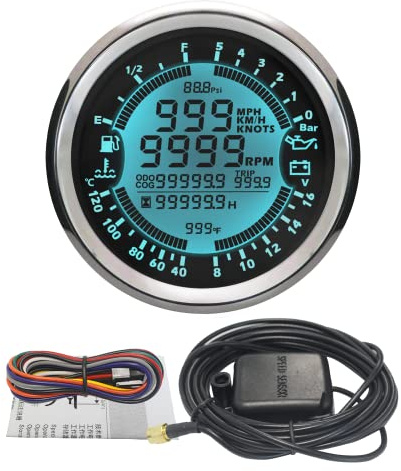 ELING Multifunktions GPS Tachometer Tachometer Stunde Wassertemperatur Kraftstoffstand Öldruck Voltmeter 12V 85mm Mit Hintergrundbeleuchtung