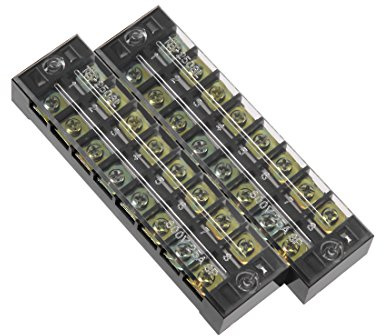 uxcell 2 Pcs Dual Rows 8 Positions 600V 25A Cable Barrier Block Terminal Strip TB-2508L