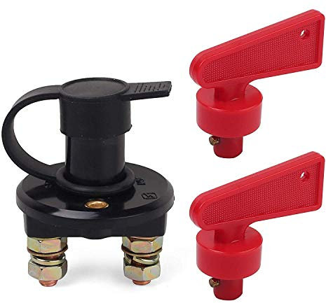 LotFancy Batterieschalter Hauptschalter Trennschalter, KFZ Hauptstromschalter Natoknochen Schalter mit zwei abnehmbaren Schlüsseln 6V 12V 24V Wasserdicht 200/1000 Ampere