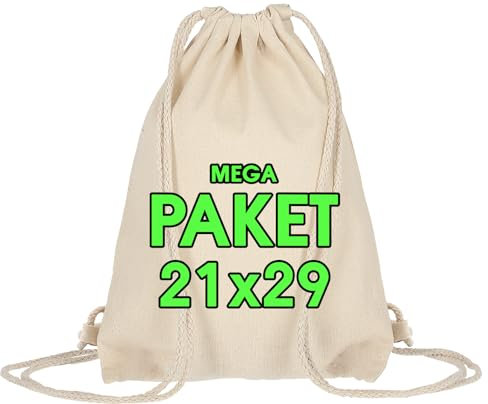 10 Stück Baumwollbeutel 21 x 29 cm – Kleine Sportbeutel Turnbeutel - Festival Kindergeburtstag - JGA Set , Kinder Stofftasche, Beutel, Mitbringsel OEKO-TEX® zertifiziert Stoffbeutel Sack zum bemalen