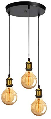 iDEGU 3-flammige Pendelleuchte Industrie Retro Kronleuchter mit E27 Fassung Edison-Stil Hängeleuchte Metall Hängelampe für Wohnzimmer Schlafzimmer Küche Esszimmer Bar Theke - Messing