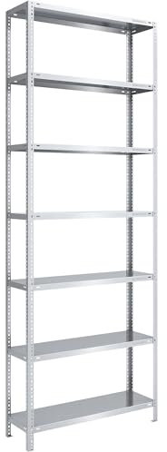 eurokraft | Schraubregal | Bauart leicht | verzinkt | Regalhöhe 3000 mm | Bodenbreite 1000 mm | Tiefe 400 mm | Grundregal