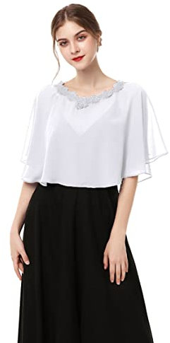 Hotshawl Capelets für Damen, Chiffon-Umhang, Schals und Wickeltuch, für Abendkleid, Hochzeitsumhänge, Elfenbein1, Einheitsgröße