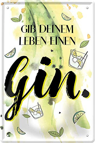 schilderkreis24 Blechschilder lustiger Alkohol Cocktail Spruch GIB DEINEM Leben EINEN Gin Deko Schild für Bar Theke oder Pub Geschenkidee 20x30 cm