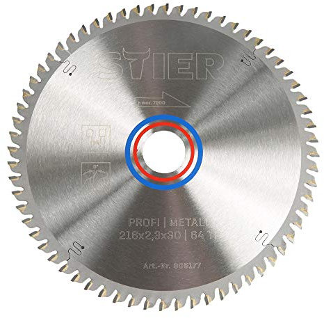 STIER Profi Kreissägeblatt, Kapp- und Gehrungssägen, Metall, 216x2,3x30, 64 Trapez- und Flachzähne, 0° Spanwinkel