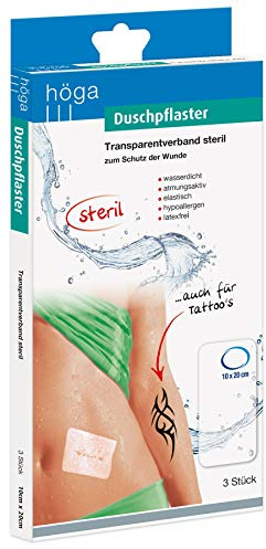DUSCHPFLASTER, 10cm x 20cm Stück. Transparentverband steril zum Schutz der Wunde. 54 g, Transparent, (Pack of 3)