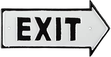 Relaxdays 10 x Exit Schild, Dekoschild für Wand & Tür, Antik-Design, Pfeil rechts, Beschilderung, Gusseisen, weiß/schwarz