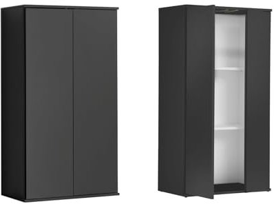 mokebo Mehrzweckschrank Büroschrank 'Der Schlanke' (60x110 cm) aus Holz schmaler Aktenschrank oder Haushaltsschrank, auch als Kleiner Schuhschrank in Anthrazit Schwarz