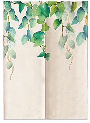 Hiseng Japanischer Gardinen Noren Tür Vorhang, Leinen Partition Türvorhang Restaurant Home Schlafzimmer Vorhang Wand Tapisserie, für die Heimtextilien Raumteiler (Weinblätter,85x150cm)