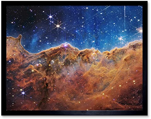 NASA James Webb Space Telescope Cosmic Cliffs in the Carina Nebula NGC 3372 NIRCam Image Art Print Framed Poster Wall Decor 12x16 inch