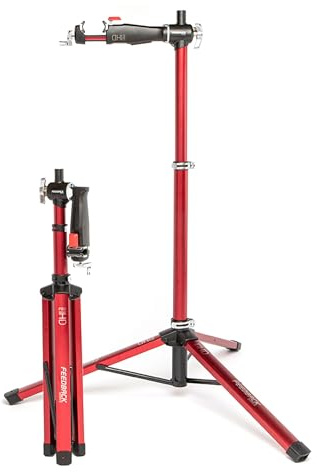 FEEDBACK SPORTS | Pro Mechanic HD (Heavy Duty) Bike Repair Stand | Lightweight, Stable Bicycle Workstand W/Tripod Base | Red