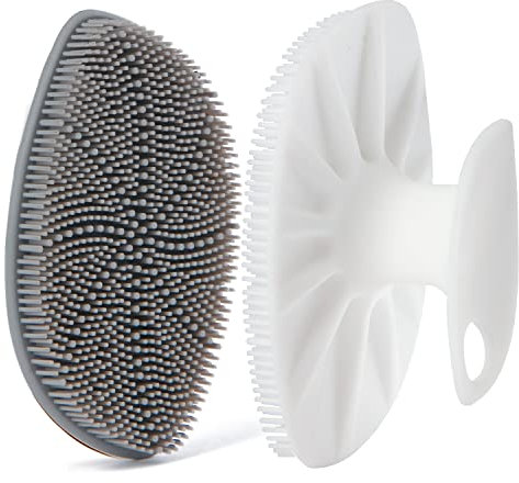 HieerBus Silicone Face Scrubber, Facial Cleansing Brush Silicone Face Wash Brush,Gentle Exfoliator Pad & Massager, for Men Women Cleansing and Exfoliating(White+Gray)…