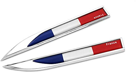 PTDecals 1 Paire Drapeau Français FR Emblème en Métal Autocollant 14,7 cm x 2 cm Badge Graphique Pour Moteur de Véhicule, Pare-chocs Latéraux, Porte Coffre, Bateau, Hayon, Porte, Protecteur de Fenêtre