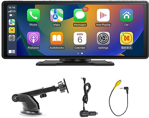 Portable Autoradio à écran Tactile IPS de 9,3 avec sans Fil Carplay et Android Auto Autoradio, Airplay, Mirrorlink, Mains Libres Bluetooth, transmetteur FM/AUX Prend en Charge Toutes Les Voitures