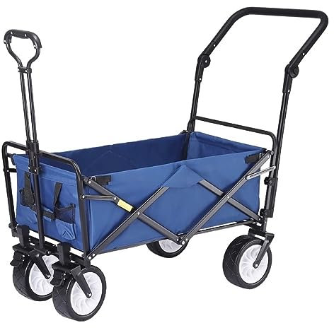 RUVOO Bollerwagen Faltbar Handwagen Campingwagen Klappwagen Mit 4 Rädern, Robuster Trolley, Einkaufswagen Für Outdoor, Garten, Camping, Angeln, Zugwagen Strandwagen Transportwagen (Color : A)
