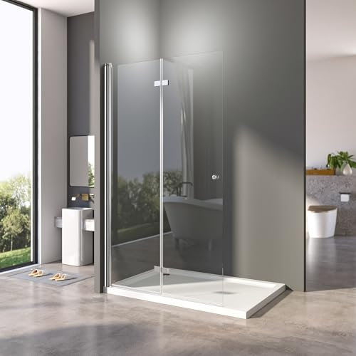 Walk in Duschwand 90x185 cm Falttür Dusche Duschtrennwand Nano Beschichtung 6mm ESG-Sicherheitsglas Begehbare Duschabtrennung