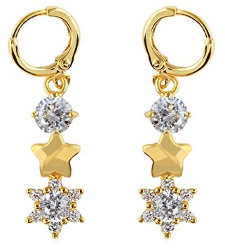 Bishilin Ohrringe Hängend Mädchen Vergoldet, Ohrhänger Sterne mit Weiß Zirkonia Gold Ohrringe Jugendstil in Bijouterie