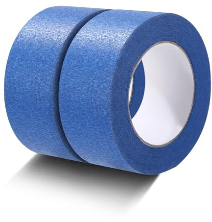 Toaren 50mmx50m Malerband Wasserdicht Blau,2 Rollen/Packung Malerkrepp,Abklebeband Leicht Abnehmbar Abklebeband für Innen und Außen,für Karosserie Malerarbeiten Renovierungen Dekoration Renovieren