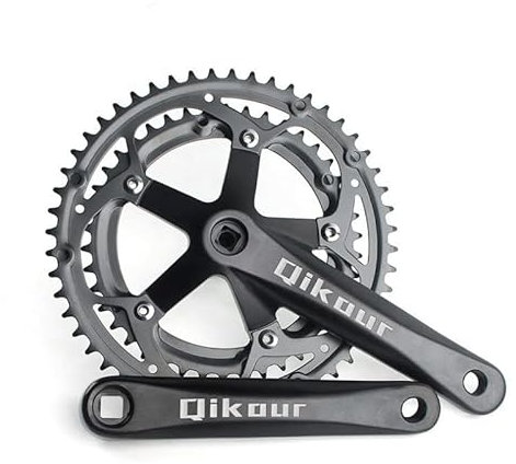 LUHJLBUG Kurbelgarnitur Bike Crankset Rennrad Doppelscheibe Fahrrad Kurbelrad MTB Teile Falten Fahrradzahnscheibe Squre Loch 4 2T 52T 130BCD. Crankset