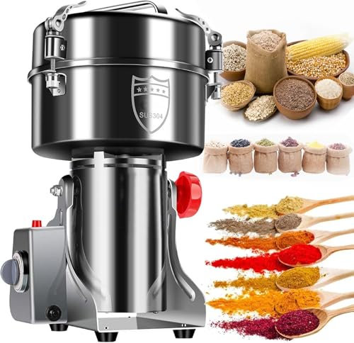 Electric Grain Grinder 50-300 Mesh Herb Spice Mill, Grain Mill Electric Digital Grinder, with LED Display, Stainless Steel & 32000rpm Commercial Motor, 30s High-speed Superfine Grinding,1000g