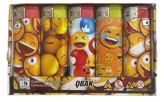50 Accendini Ricaricabili in Diversi Colori Box da 50 Pezzi Accesori per Fumatori (Smile 2)