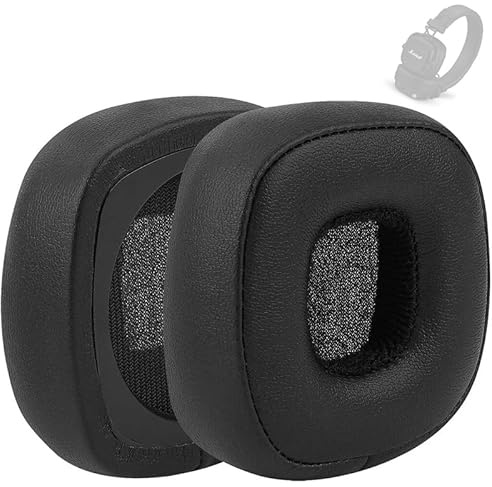 Almohadillas Major V, Cuero proteínico Almohadillas de oído para Marshall Major 5 Auriculares, Orejeras de Repuesto 1 Par (Negro)