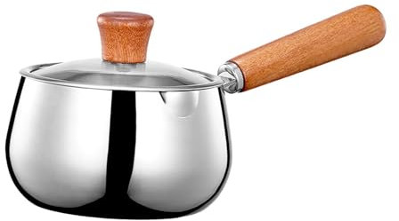 perfk Olla Antiadherente para Cocina con báscula en la Pared Interior, fácil de Limpiar, con Mango Largo de Madera para Uso en Interiores y Exteriores