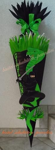 Schultüten Bastelset Ninja mit Schlange schwarz-grün MaterialType 3D Wellpappe-Rohling