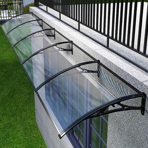 Terrassenüberdachung für den Außenbereich, mit transparenter Polycarbonat-Abdeckung, UV-Schutz, Regenschutz, Aluminiumhalterung, ideal für Garten, Veranda, 100 x 160 cm