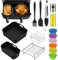 Heißluftfritteuse Zubehör für Philips Dual Basket Airfryer 3000/5000 Serie, Airfryer Zubehör Set für Philips XXL NA352/00 (6L/3L) Inkl Silikonform Grillrost Kuchen Brotform & praktischen Einsätzen