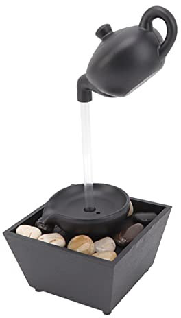 Schwimmende Teekanne, Desktop-Wasserbrunnen, mit LED-Lichtern, Steinen, USB-Batteriebetrieb, Tischbrunnen-Ornament, für Tischdekoration Im Innenbereich
