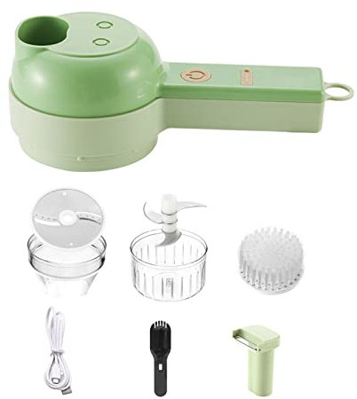 Cortador de alimentos y picador de alimentos 4 en 1, cortador eléctrico de verduras, procesador de alimentos con cepillo de limpieza, fácil de usar