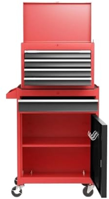 Werkzeugkasten Rollbarer Werkstatt-Werkzeug-Organizer mit abnehmbarer Werkzeugtruhe mit 5 Schubladen, Schubladeneinlagen und Rädern – Werkzeug-Organizer-Box for Garage, Lager und Reparaturwerkstatt We