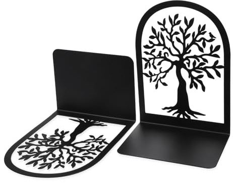 Sujetalibros de Hierro Negro 2 Piezas Forma de Árbol