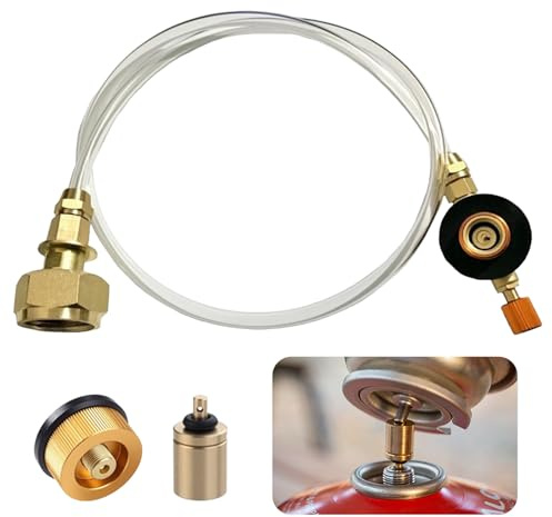 Camping Gasflaskor, Adapterset för gaspatroner, Lpg-adapter med rör, gasladdningsadapter, utomhus gasspis adapter, butangasflaska för gängade ventiler