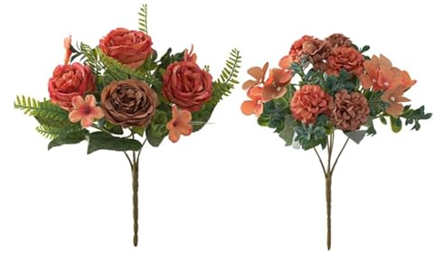 Drôle de soldat de l'armée verte Lot de 2 fleurs artificielles en soie, pivoines, hortensias, bouquet de mariée, décoration de jardin, festival, maison, guirlande en arc Soldats de l'armée verte(Orang