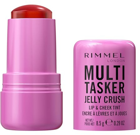 Rimmel Multi-Tasker Jelly Crush Blush e Lip Stain, Profumazione all'anguria, Formula leggera e idratante, 8.5 g, 100 Pink Dash