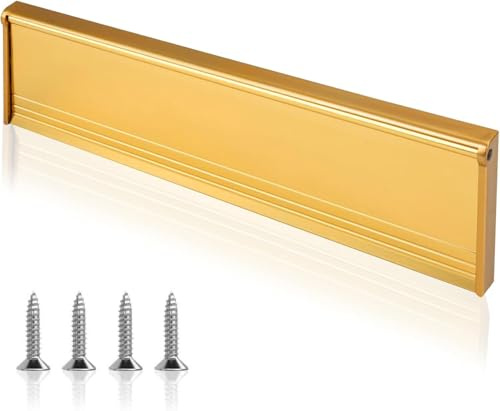 Internal Letterbox Draught Excluder, 11.5 Inch (29.2cm) Metal Letter Box Cover Flap Plate Seal Adjustable Chrome Replacement Letter Box for Wood or uPVC Doors, Composite, Front Doors (Gold)