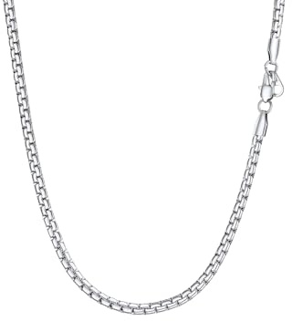 PROSTEEL Mens Necklace Chain Stylish Flat Box Chain Link Black/Silver/Gold Plated, Hypoallergenic 316L Stainless Steel Jewellery (with Gift Box)