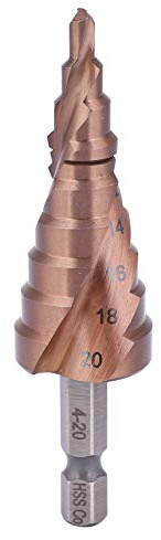 Fresa 5 Trapano a Gradini Conica Punte Gradino Gambo Esagonale 6-35mm - Rivestimento Cobalto, Acciaio HSS Titanio, Uso Multifunzionale (4-20)