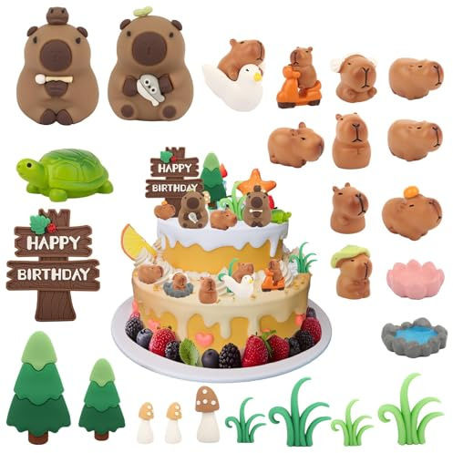 ZenithAura 25 Stück Capybara Torten Deko Mini Capybara Geburtstag Deko Capybara Party