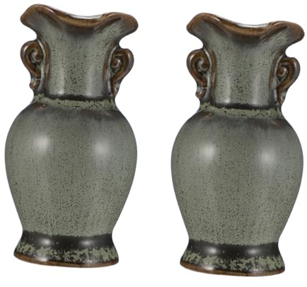 SAFIGLE 2 Stück Kleiner Keramikvase aus Keramik mit Einfachem Design Dekorative Tischvase für Zuhause Kleine Grüne Haushaltsvasen für Tulpen und Pflanzen